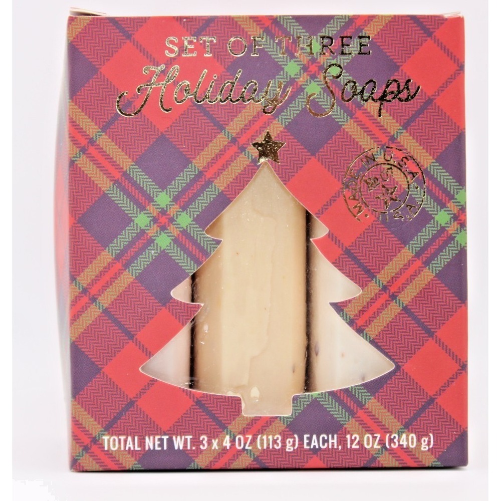 Set of Three Holiday Soaps/scents = Cranberry Vanilla/Toasted Almond/ Xmas Tree